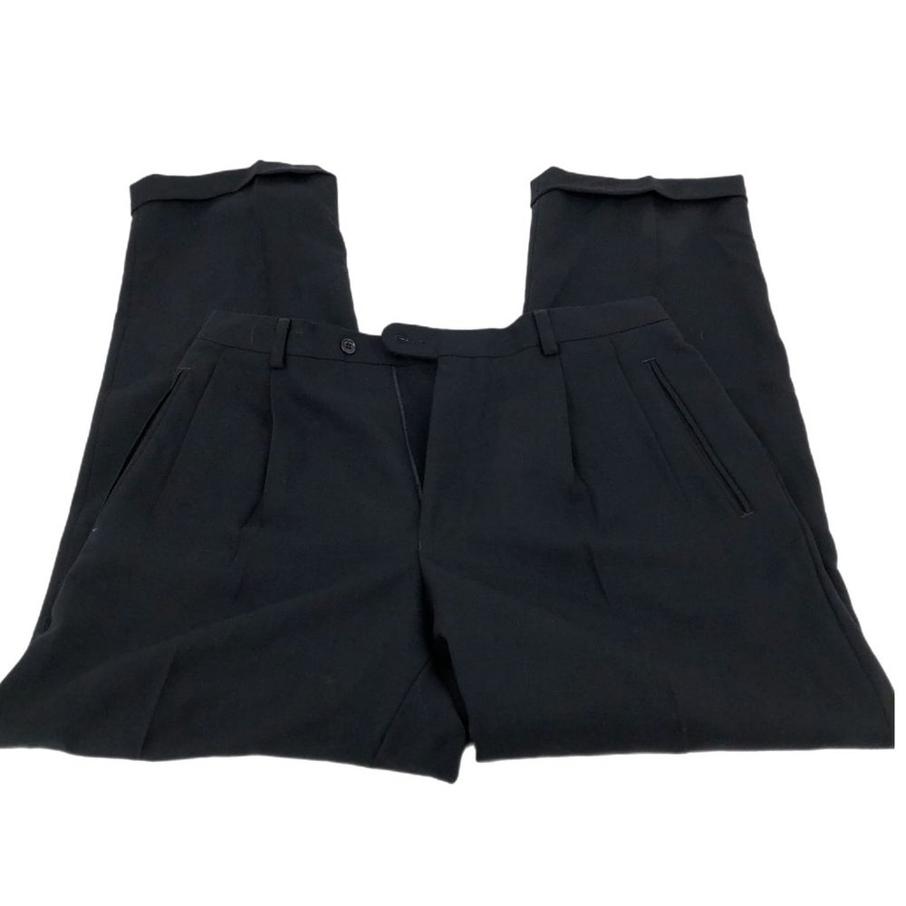 Elegant Black Straight Dress Pants for Men | Wool Blend
